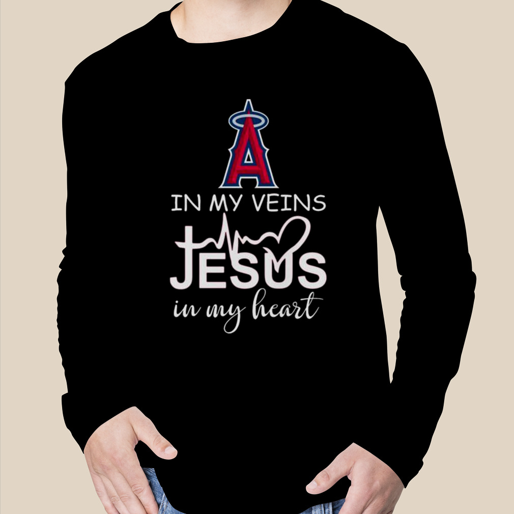 Los Angeles Angels Logo 2023 In My Veins Jesus In My Heart Shirt