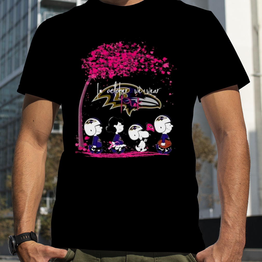 Peanuts Characters Baltimore Ravens In October We Wear Pink Fall