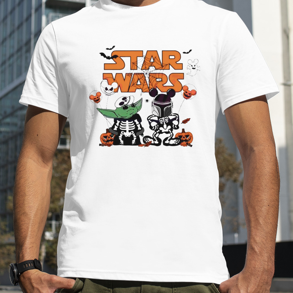Star Wars Yoda And Boba Fett Skeleton Halloween Shirt