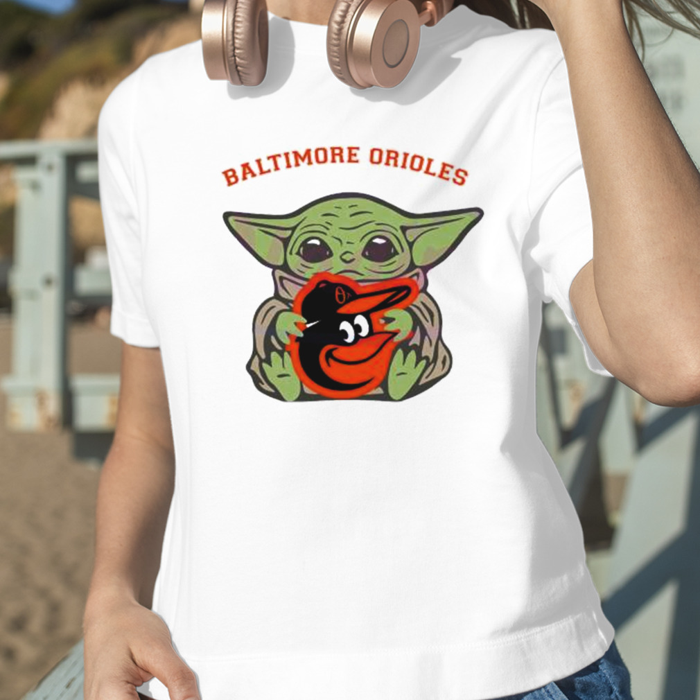 Baby Yoda Hug Logo Baltimore Orioles Sport 2023 Shirt - Hersmiles