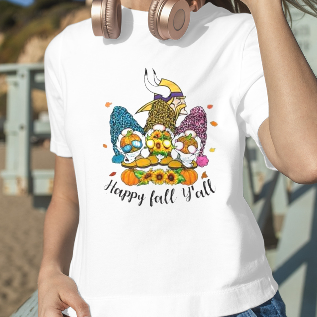 Gnomes Happy Fall Y'all Minnesota Vikings Shirt