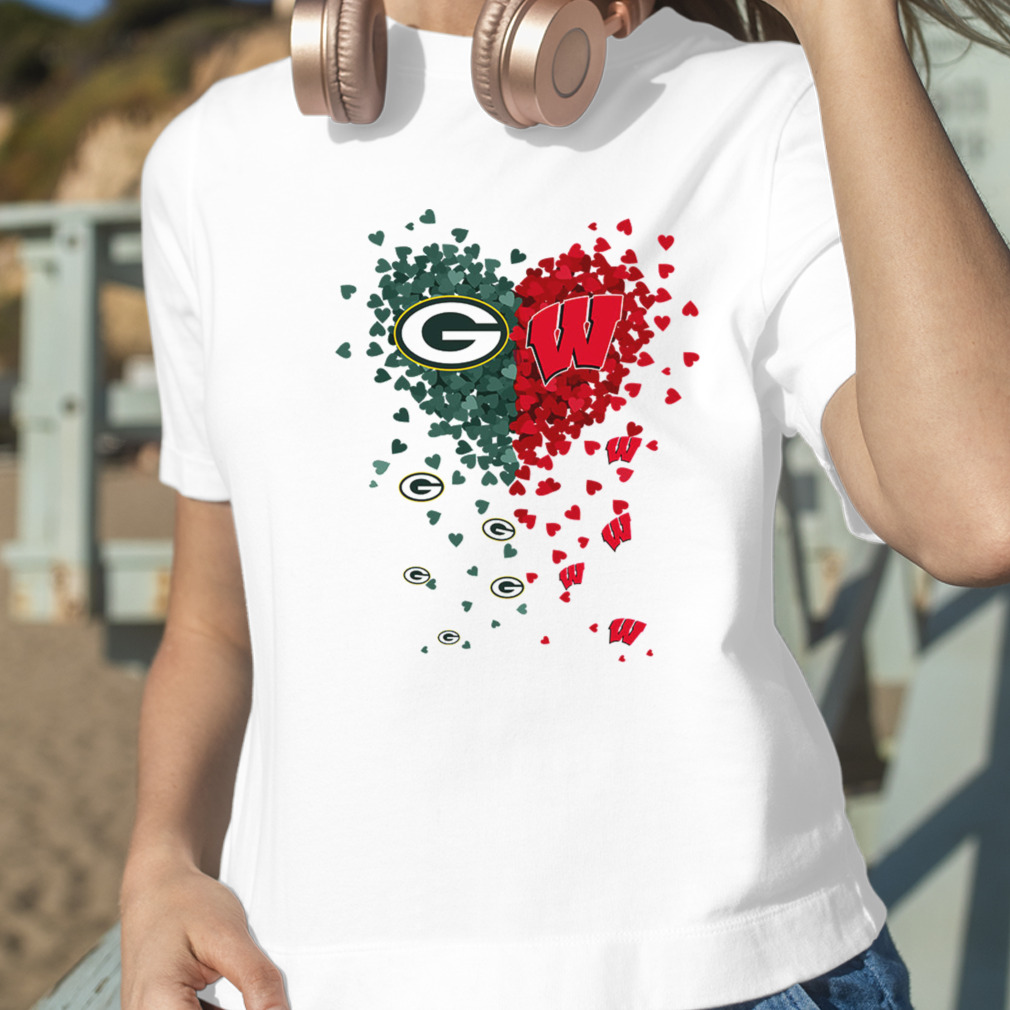 Unique Green Bay Packers Wisconsin Badgers Tiny Heart Shape T-shirt -  Jomagift