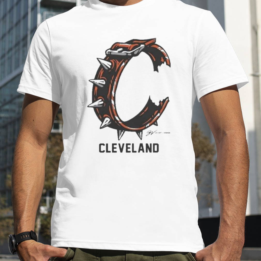 Orange Cleveland Football c collar T-shirt