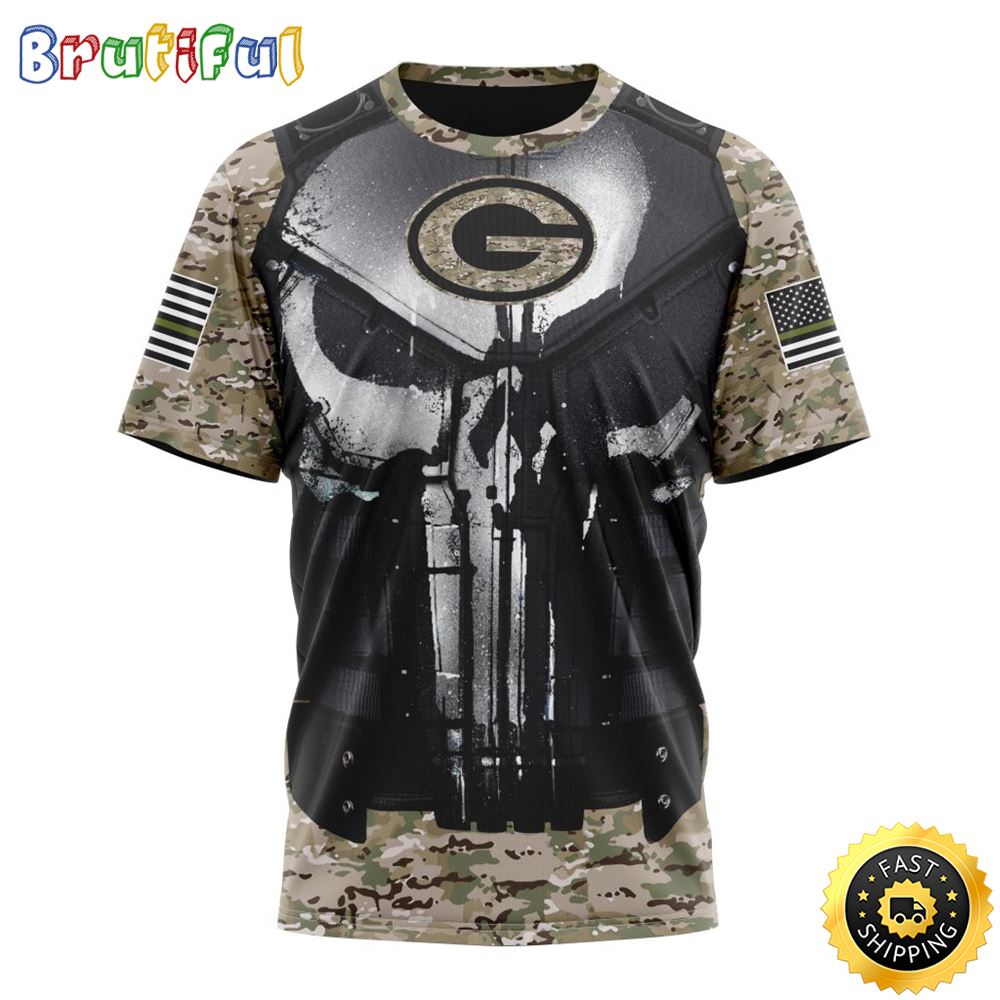 Green Bay Packers Camouflage Veteran 3D Polo Shirt - T-shirts Low