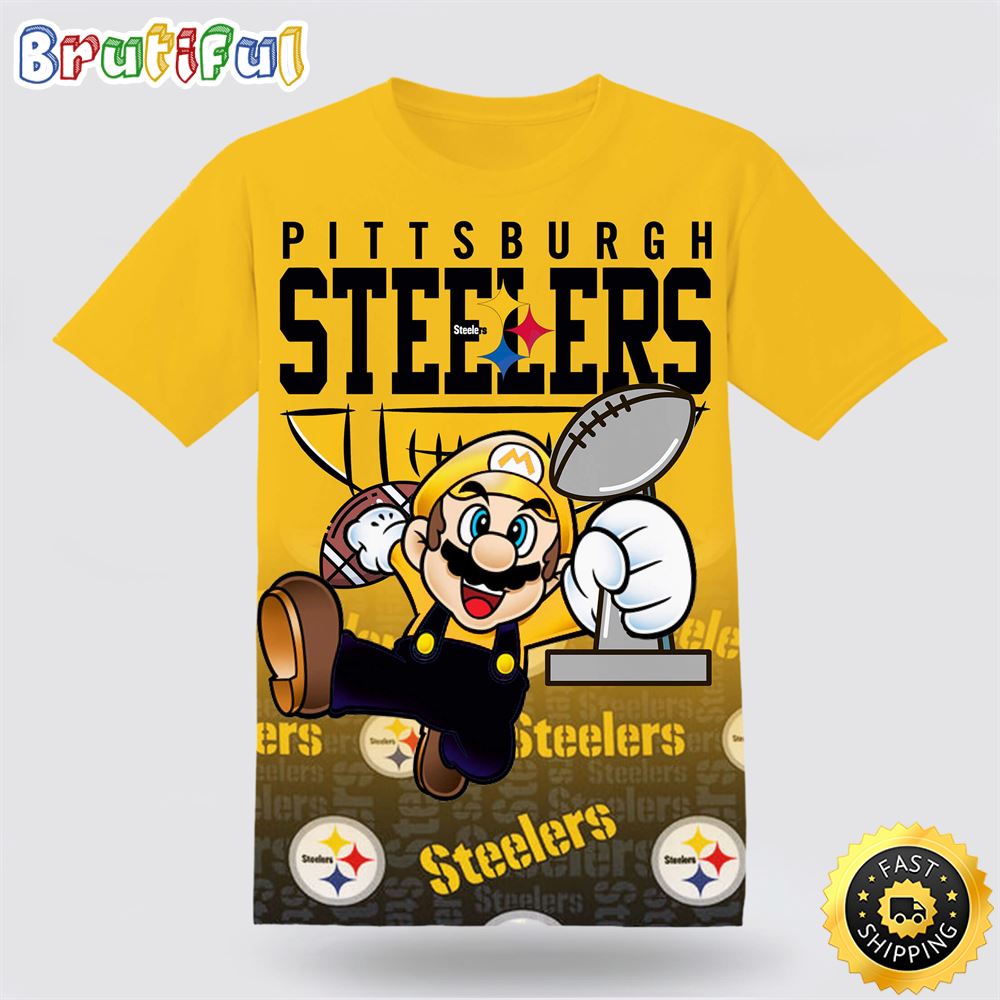 NFL Football Pittsburgh Steelers Men's T-shirt 3D short sleeve O