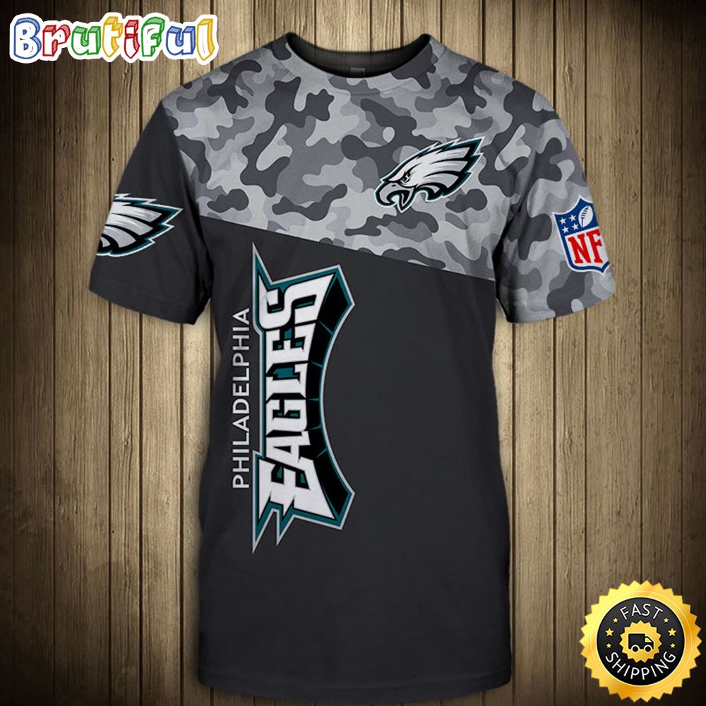 NFL.Philadelphia Eagles Camo _ NFL Logo 3D T-shirt All Over Print Shirt