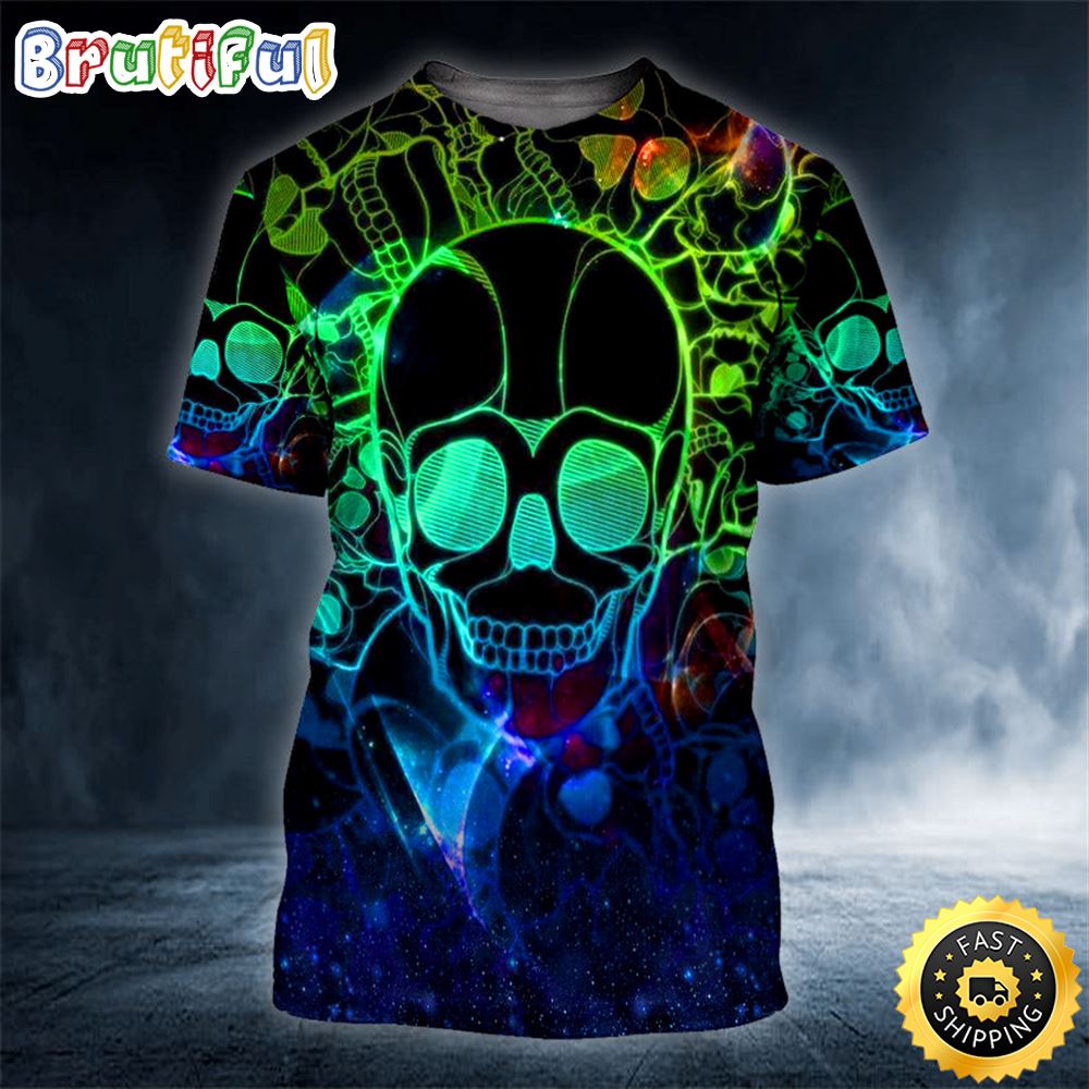 N.F.L.Dallas Cowboys Neon Blue Skull 3D Hoodie All Over Print Shirts –