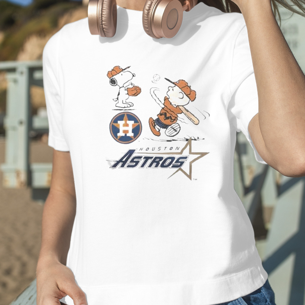 Charlie Brown And Snoopy Playing Baseball Houston Astros Mlb 2023 T-shirt,Sweater,  Hoodie, And Long Sleeved, Ladies, Tank Top