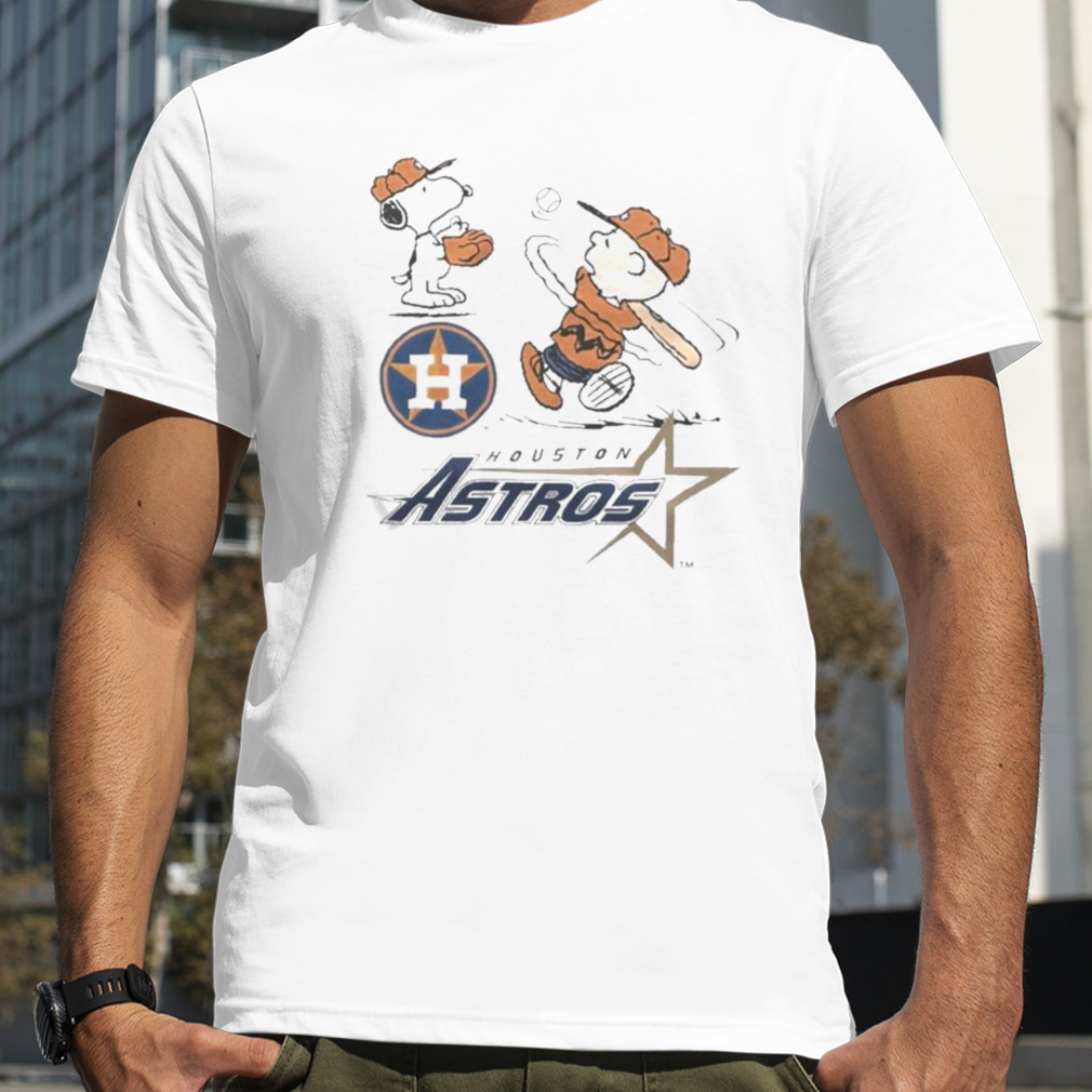 Charlie Brown And Snoopy Playing Baseball Houston Astros Mlb 2023 T-shirt,Sweater,  Hoodie, And Long Sleeved, Ladies, Tank Top