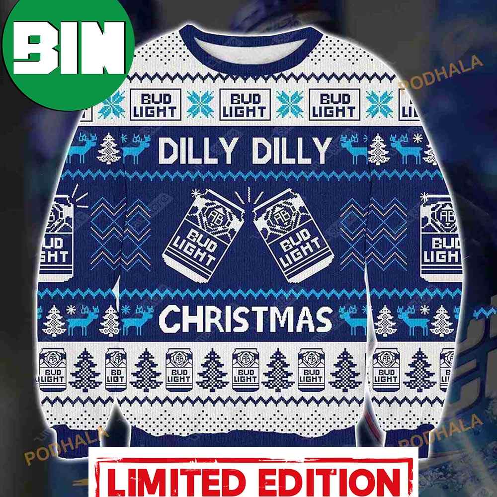 3D Bud Light Dilly Beer Ugly Christmas Sweater