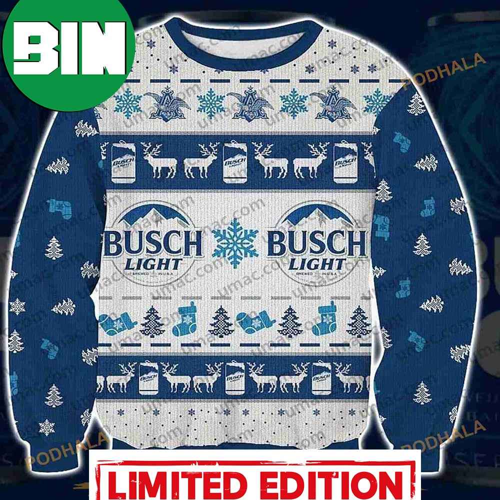 3D Busch Light Print Christmas Best Ugly Sweater