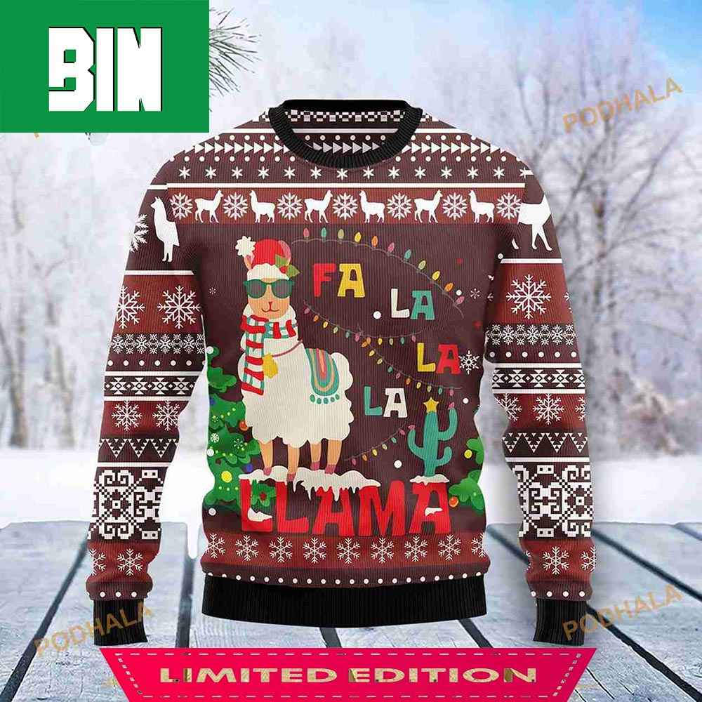 3D Llama Falalala Sheep Christmas Ugly Christmas Sweater