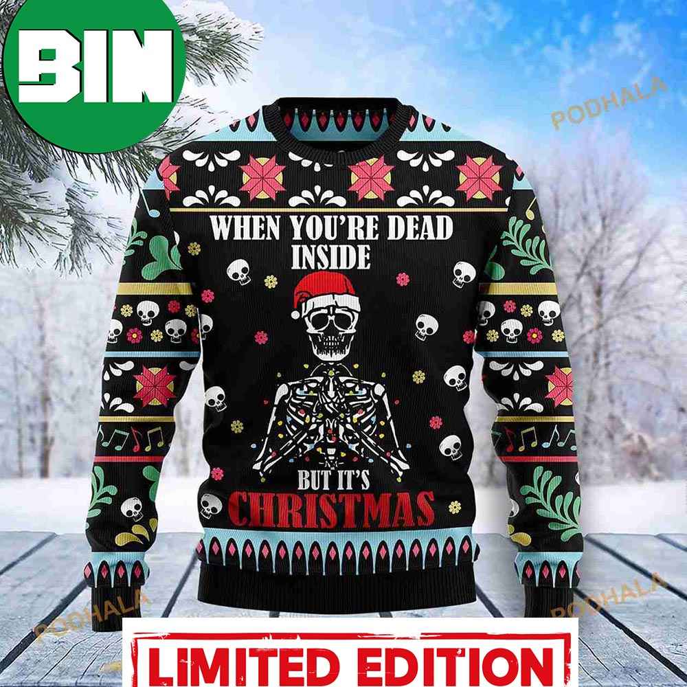 3D Skull Christmas When You Are Dead Inside Funny Ugly Sweaters