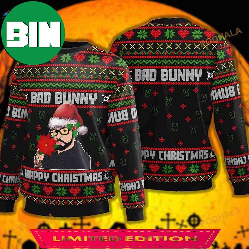 Bad Bunny Logo Merry Christmas 2023 Best Unique Ugly Sweater For Family