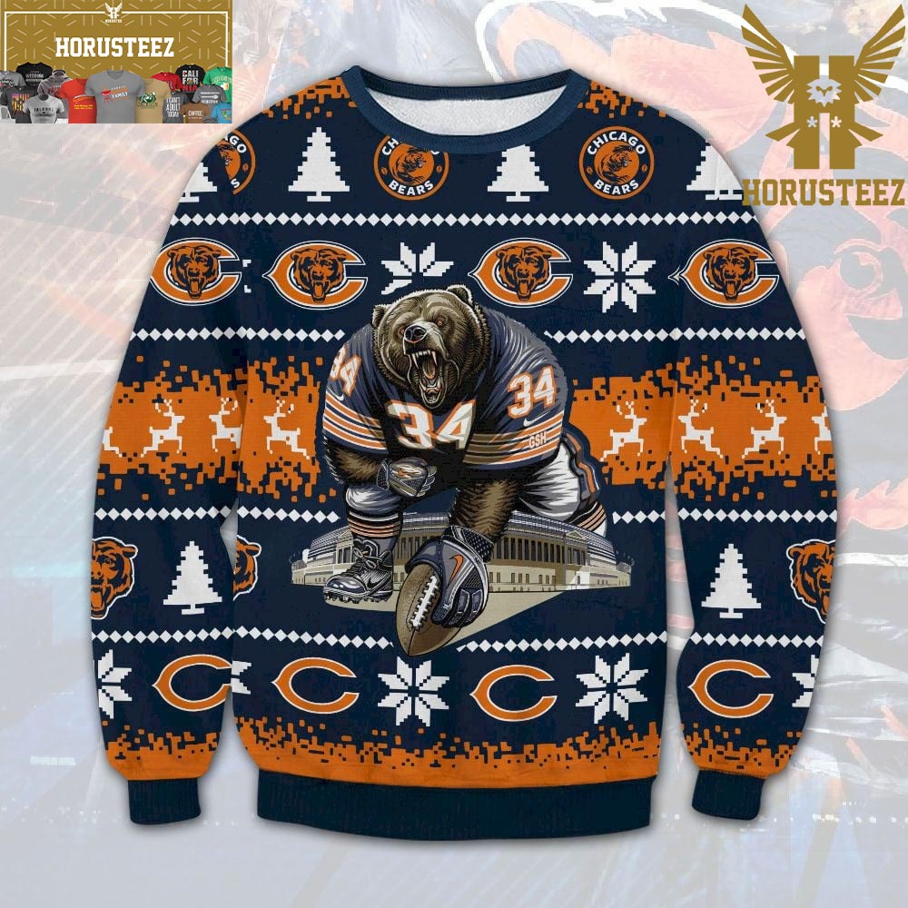 Cute Grinch American Football Chicago Bears Ugly Christmas Sweater