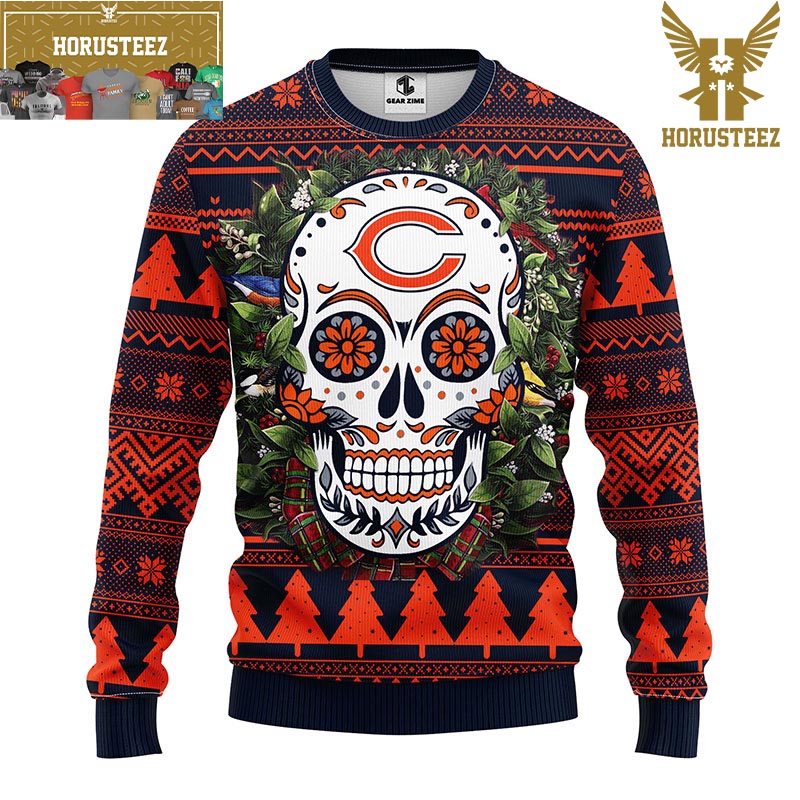 Chicago Bears Snowflake Christmas Pullover Ugly Christmas Sweater 3D Gift  For Fans