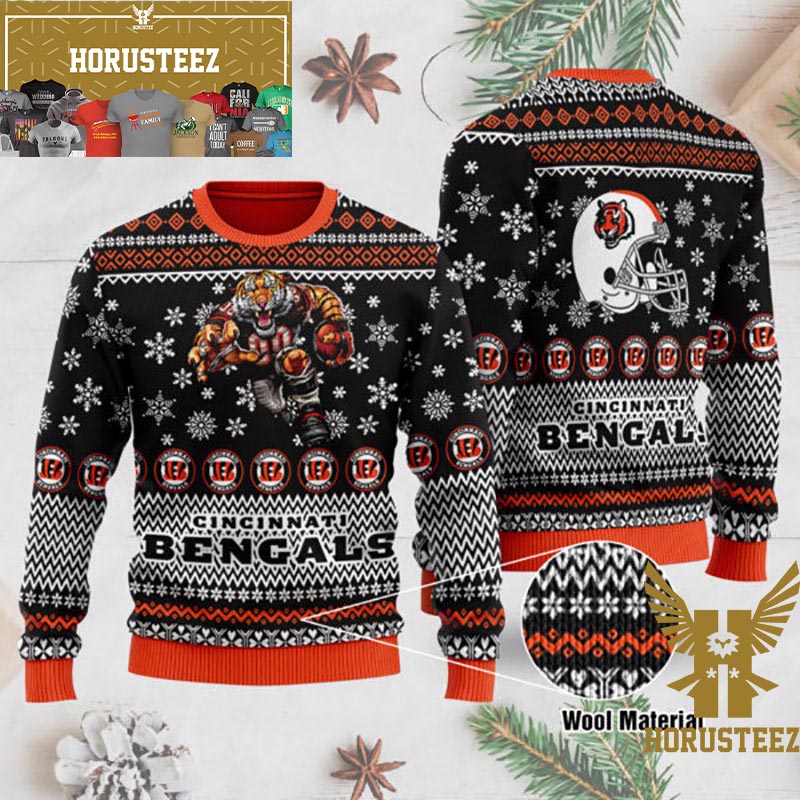 Cincinnati Bengals Christmas Reindeers Pattern Ugly Sweater For