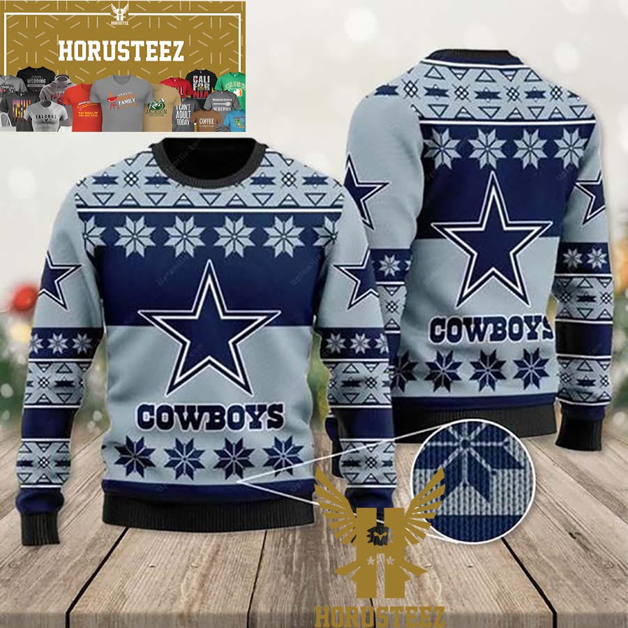 Dallas Cowboys Ugly Sweater Vintage Snowflakes Ugly Christmas Sweater