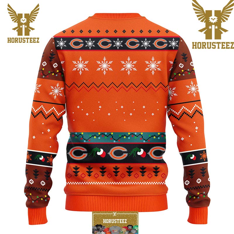 Chicago Bears Grinch Knit Ugly Christmas Sweater - Listentee