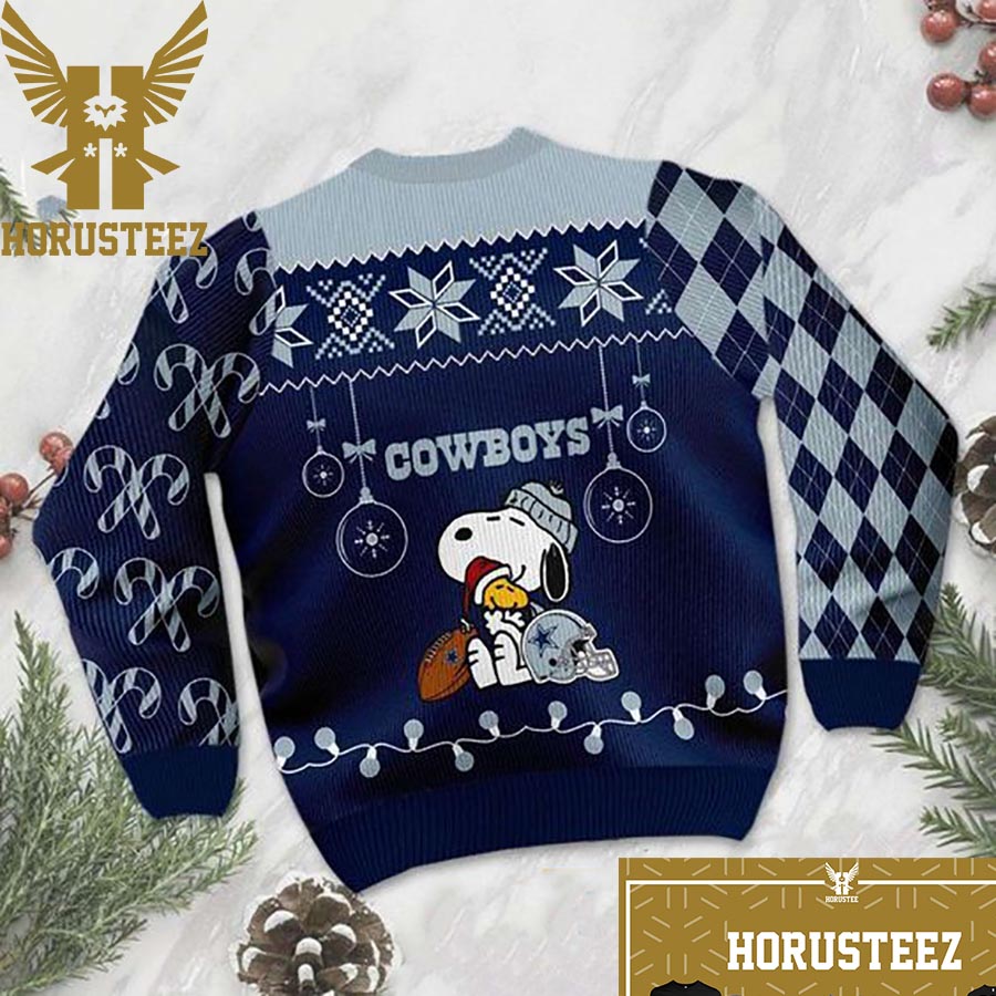 Dallas Cowboys Ugly Sweater - Snoopy Night Light Up Ugly Christmas Sweater  - Dallas Cowboys Christmas Sweater