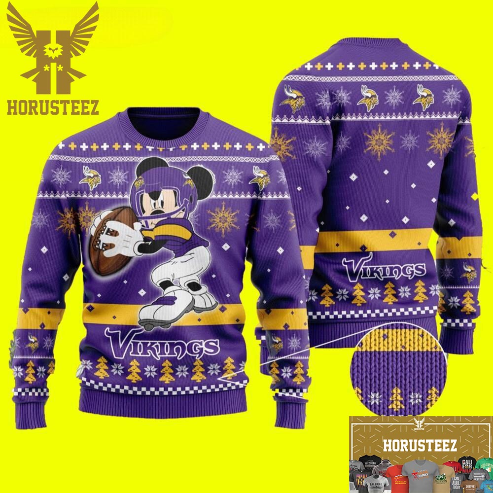 Minnesota Vikings HoHoHo Mickey Christmas Ugly Sweater –