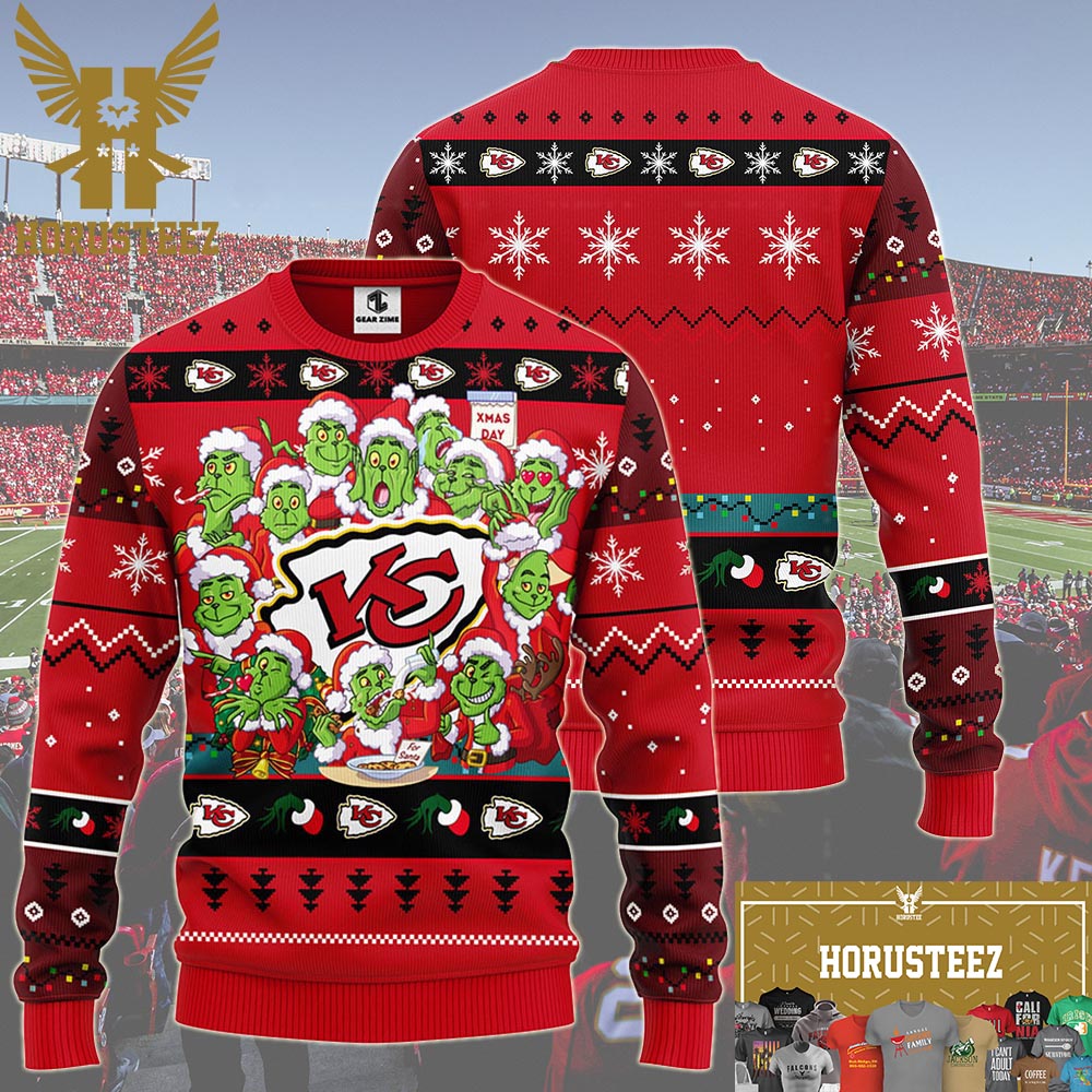 Kansas City Chiefs 12 Grinch Xmas Day Christmas Ugly Sweater - Growkoc