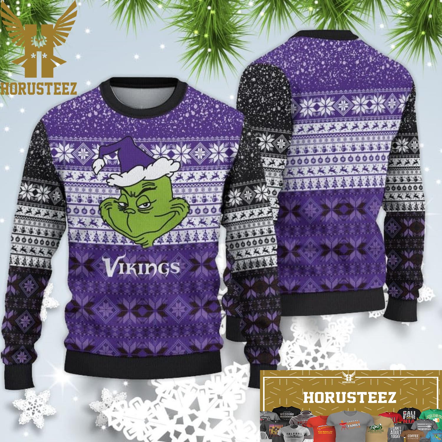 Vikings Grnch Ugly Christmas Sweater - Lelemoon