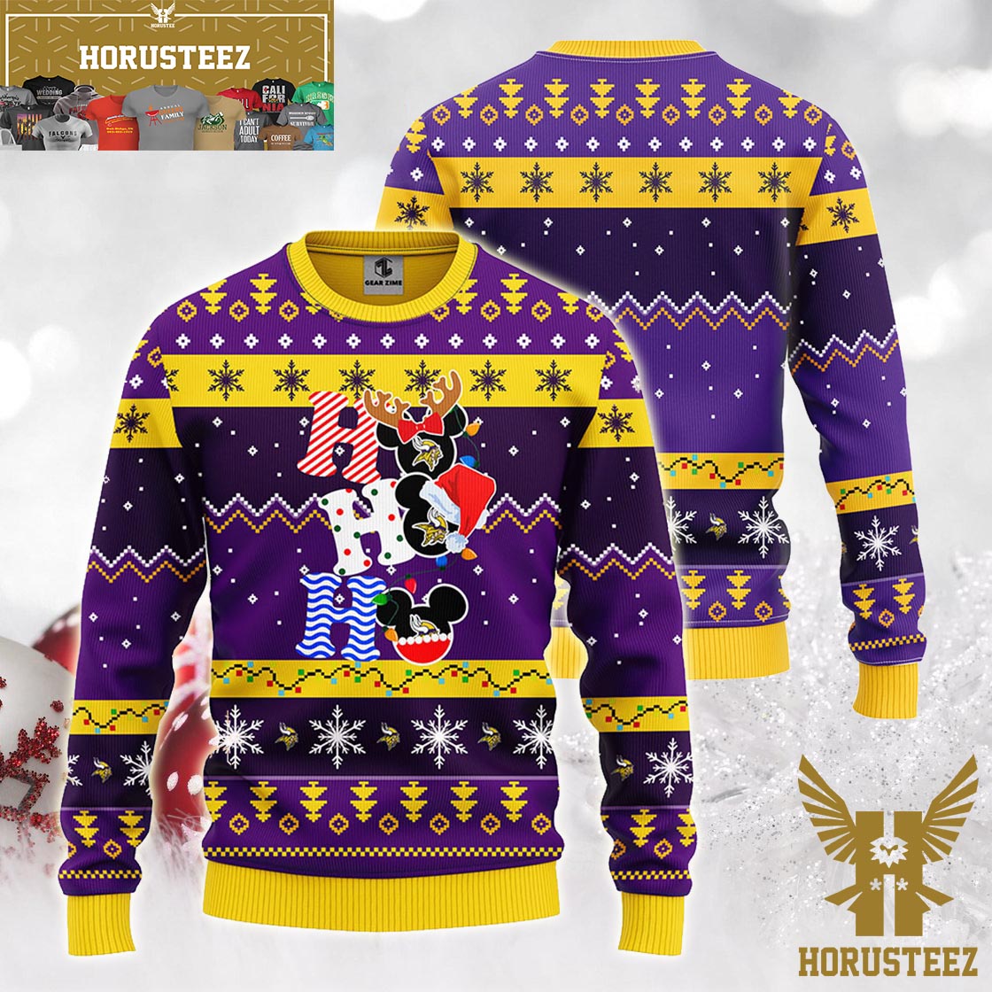 Disney Donald Duck Mickey Mouse Goofy Custom Name Minnesota Vikings Ugly  Christmas Sweater