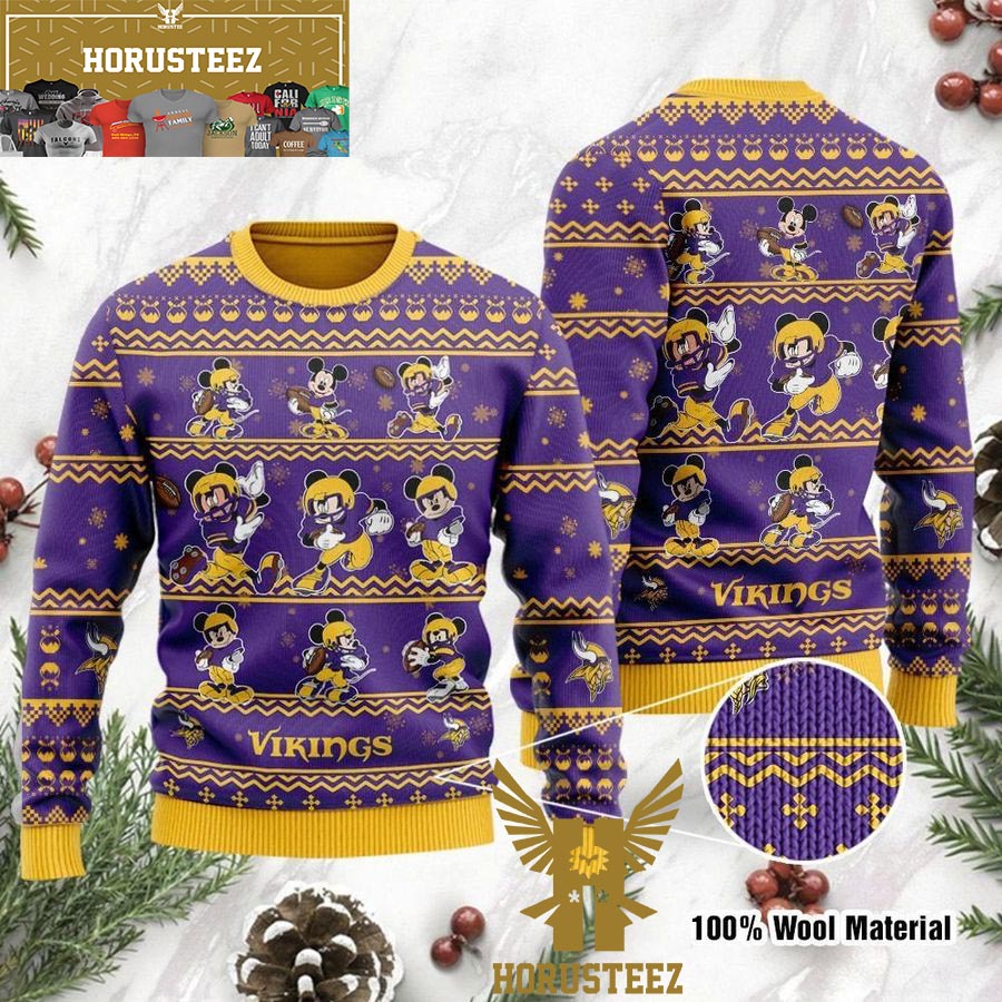 Funny Mickey Mouse Minnesota Vikings Disney Ugly Christmas Sweater