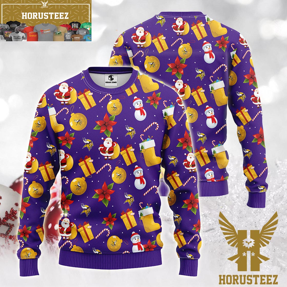 Minnesota Vikings Christmas Reindeers Pattern Ugly Sweater For Men Women -  Banantees