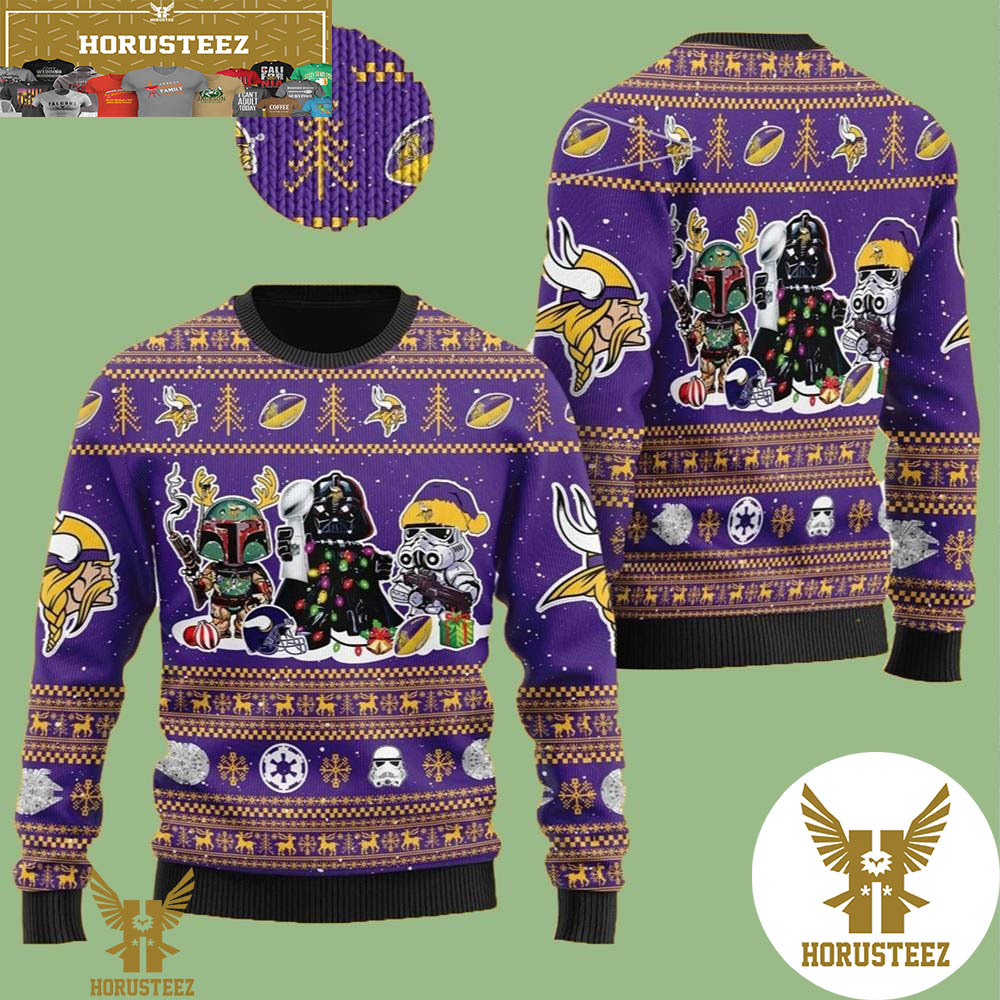 Minnesota Vikings Wreath Christmas Pattern Ugly Sweater