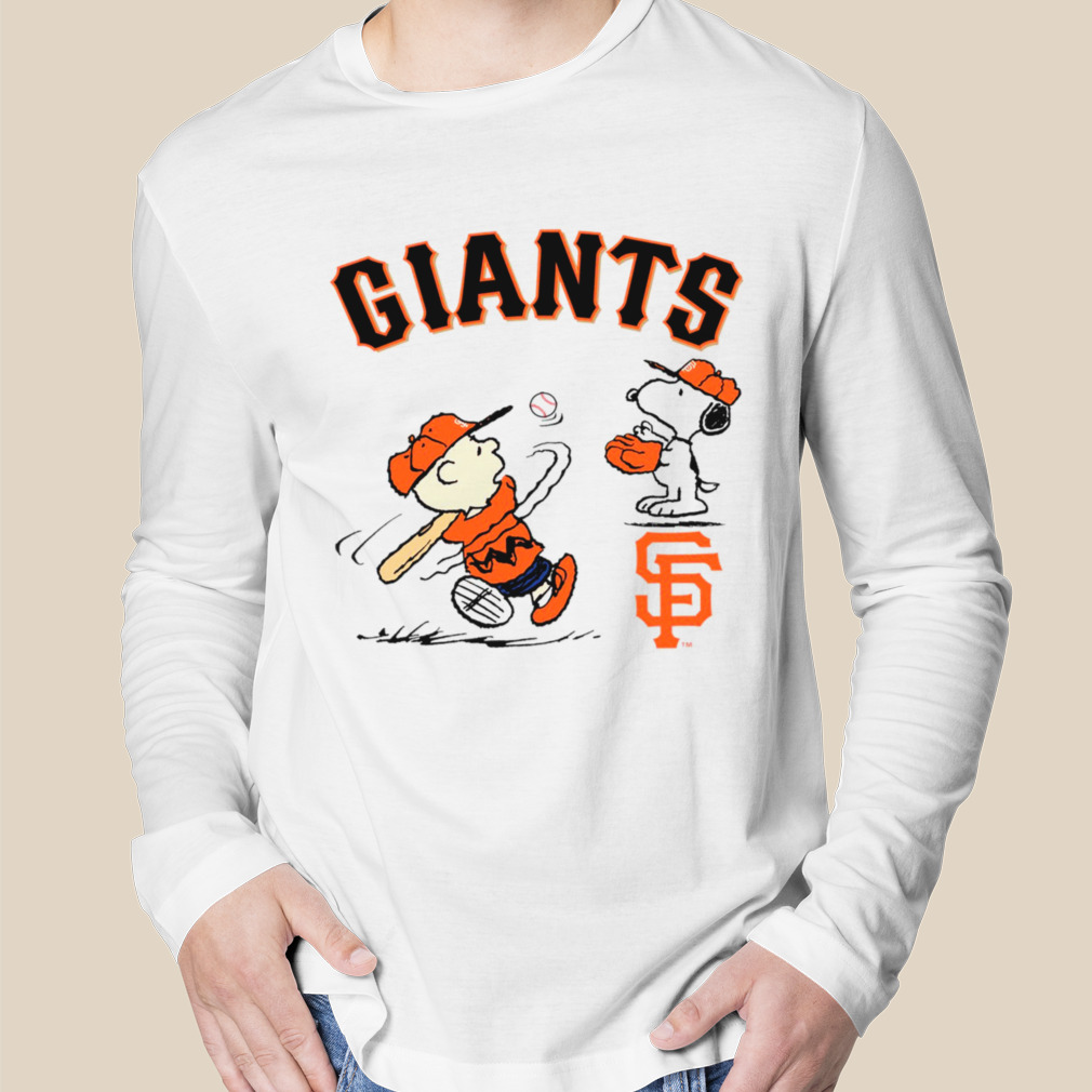 Peanuts Charlie Brown And Snoopy Playing Baseball San Francisco Giants Shirt