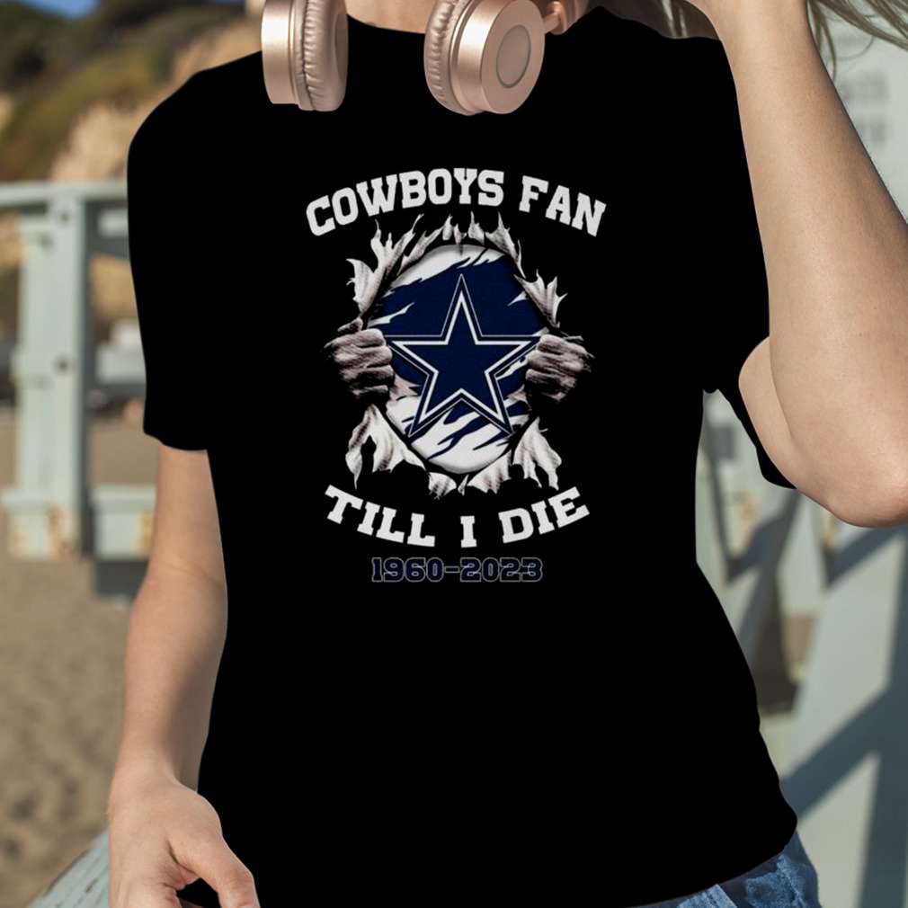 Official blood Inside Me Dallas Cowboys Fan Till I Die 1960-2023 T