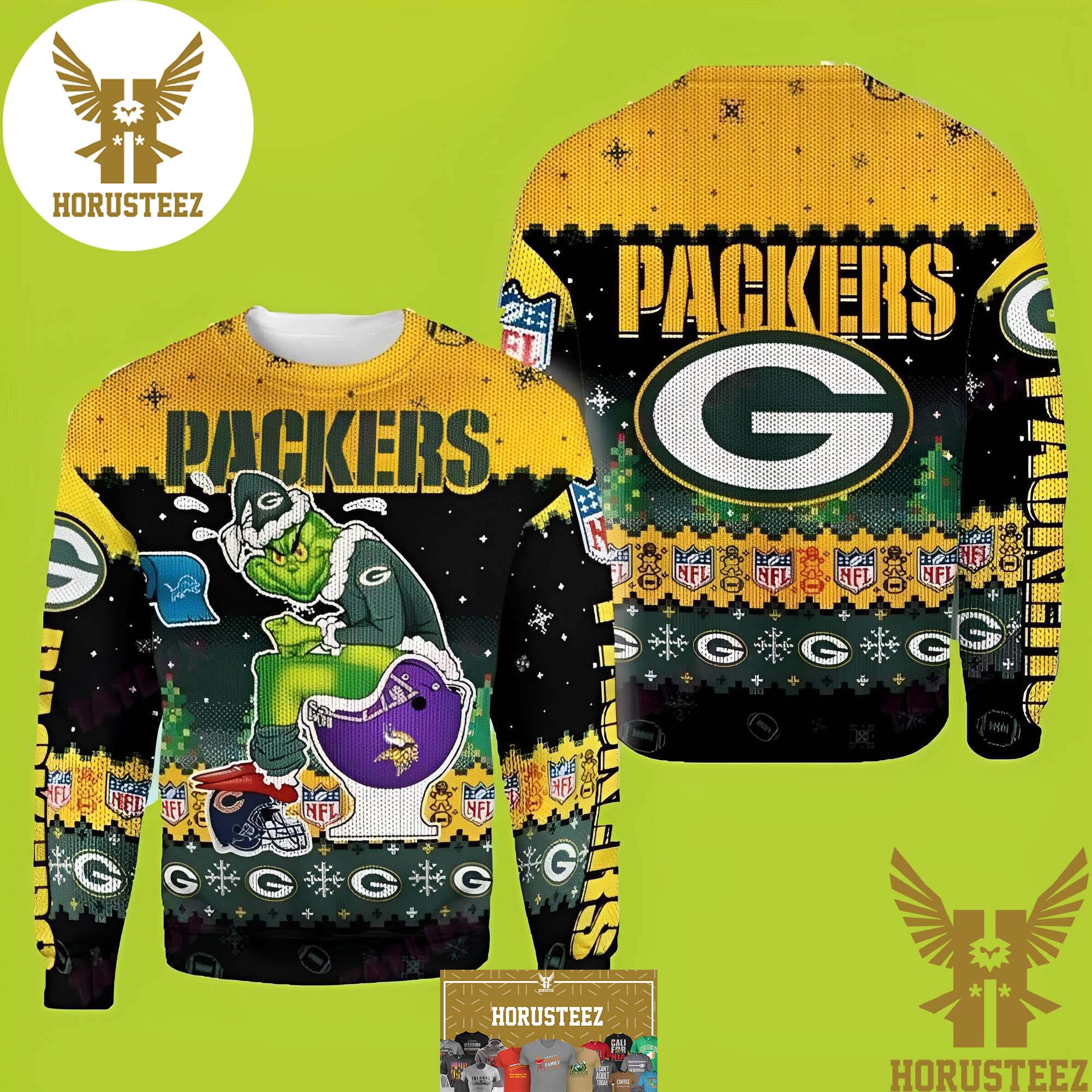 Green Bay Packers Diamond Pattern Ugly Christmas Sweater 3D Gift