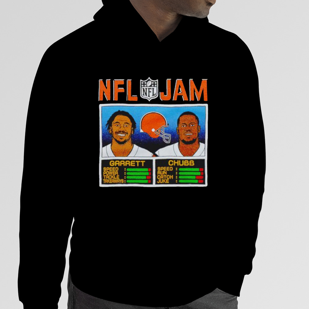 NFL Jam Browns Garrett And Chubb  Retro Cleveland Browns T-Shirt