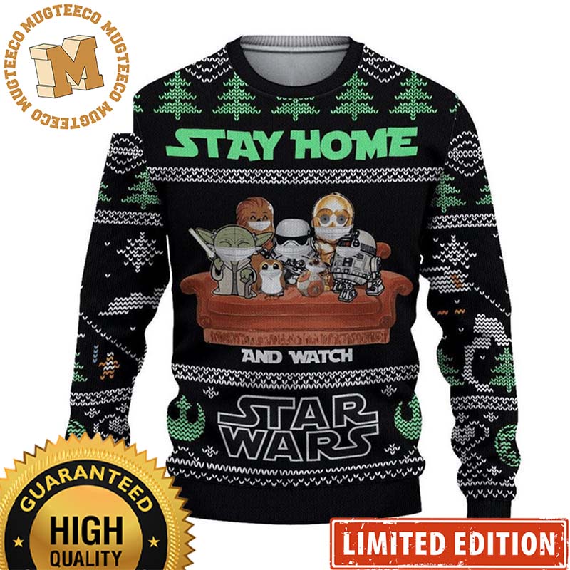Star Wars Characters Funny Stay Home And Watch Star Wars Knitting Christmas Ugly Sweater