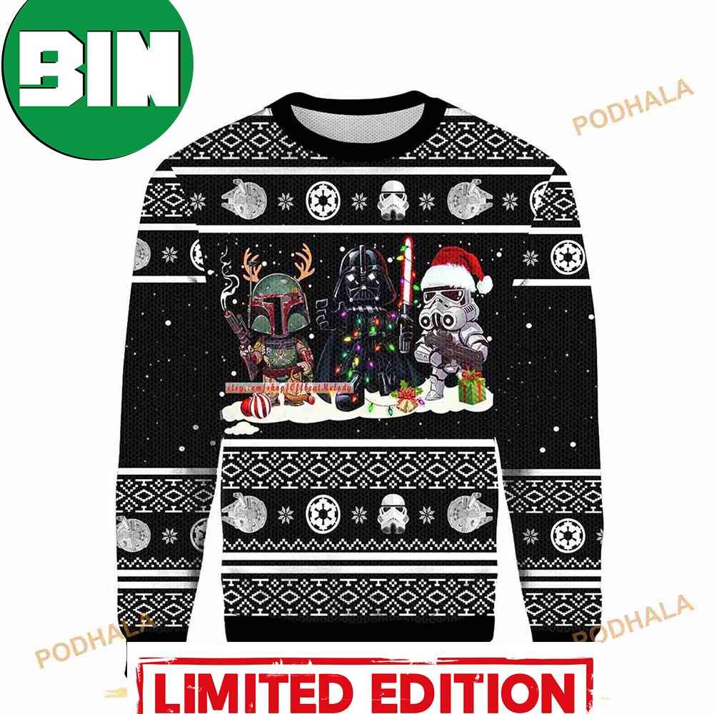 Star Wars Darth Vader Boba Fett Stormtrooper Ugly Christmas Sweater