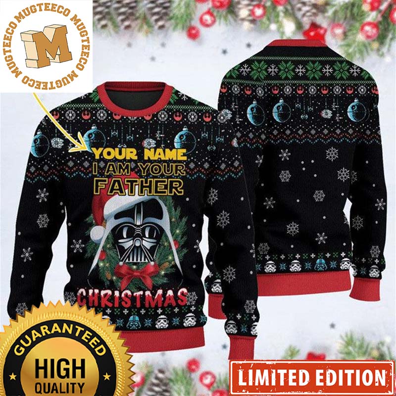 Star Wars Darth Vader Signature I'm Your Father Personalized Snowflakes Knitting Black Christmas Ugly Sweater