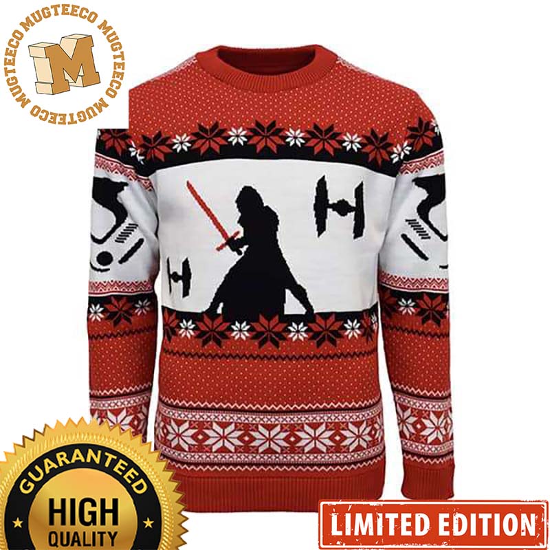 Star Wars Kylo Ren Posing Knitting Snowflakes Christmas Ugly Sweater Gift For Fans