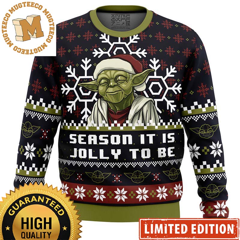 Star Wars Master Yoda Season It Is Jolly To Be Knitting Snowflakes Christmas Ugly Sweater