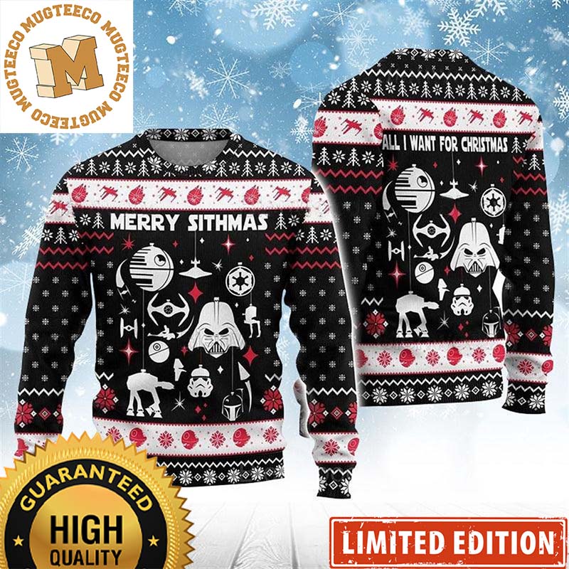 Star Wars Merry Sithmas All I Want For Christmas Darth Vader Snowy Christmas Ugly Sweater