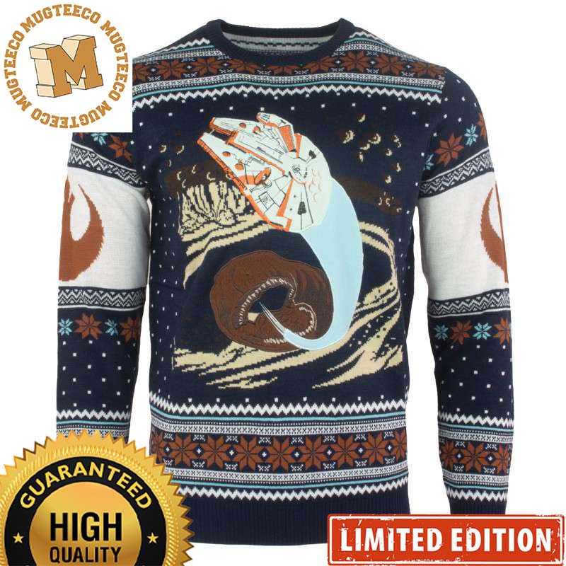 Star Wars Millennium Falcon Space Slug Escape Knitting Christmas Ugly Sweater