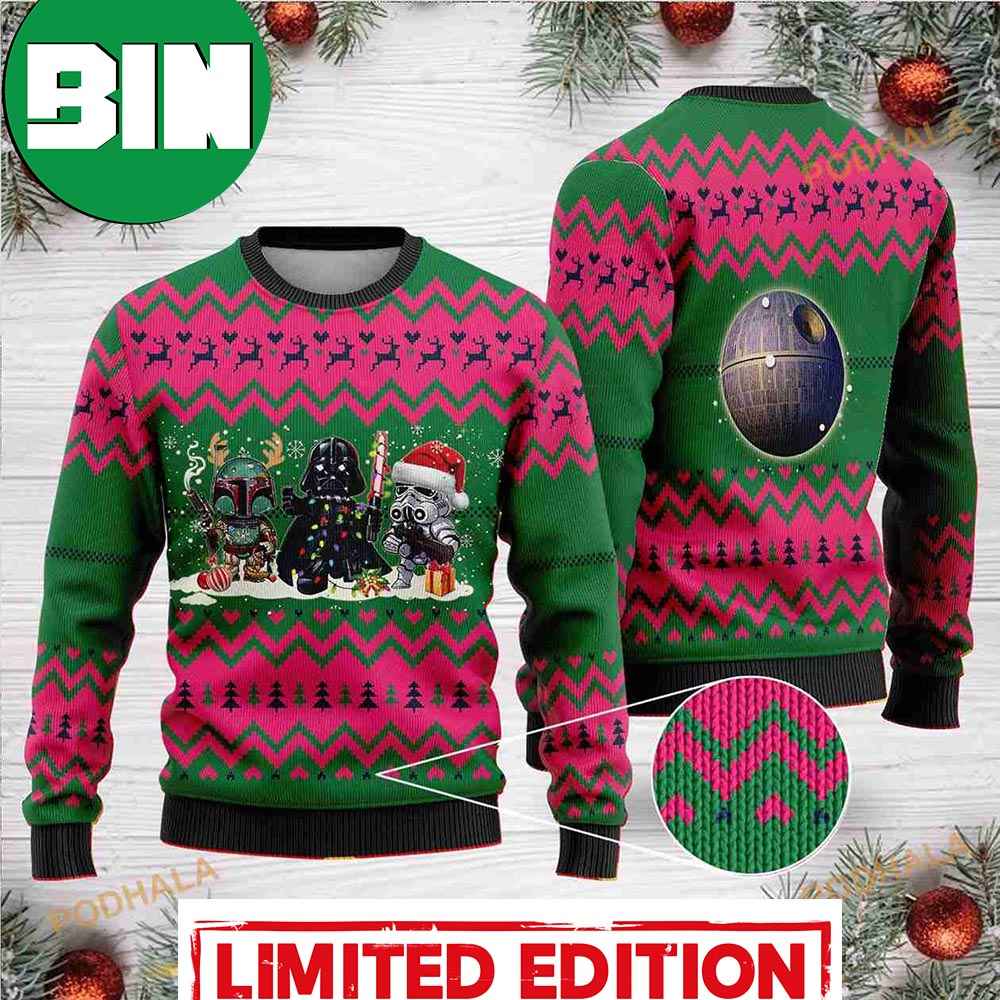 Star Wars Pine Tree Pattern Ugly Christmas Sweater