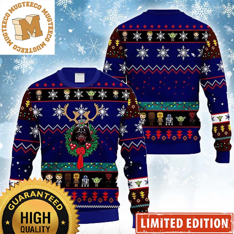 Star Wars Style Darth Reindeer In Christmas Wreath Xmas Ugly Sweater