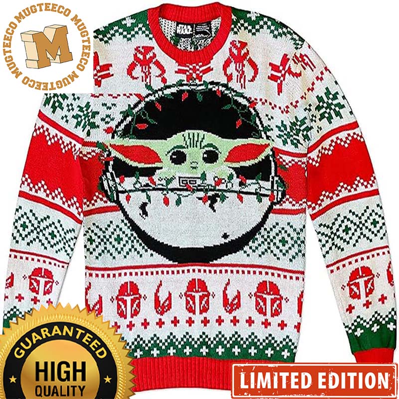 Star Wars The Mandalorian Baby Yoda Grogu with Lights Knitting Christmas Ugly Sweater