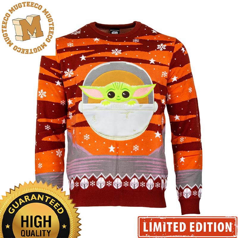 Star Wars The Mandalorian The Child Baby Yoda Grogu Snowy Knitting Christmas Ugly Sweater