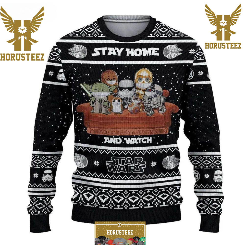 Stay Home And Watch Star Wars Funny Christmas Ugly Sweater