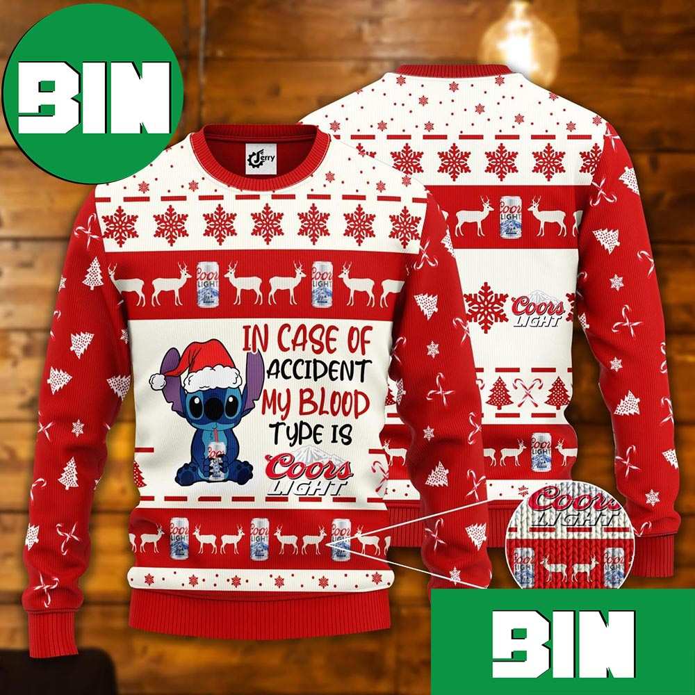 Stitch Love Coors Light Beer Cute Unique 2023 Chirstmas Ugly Sweater
