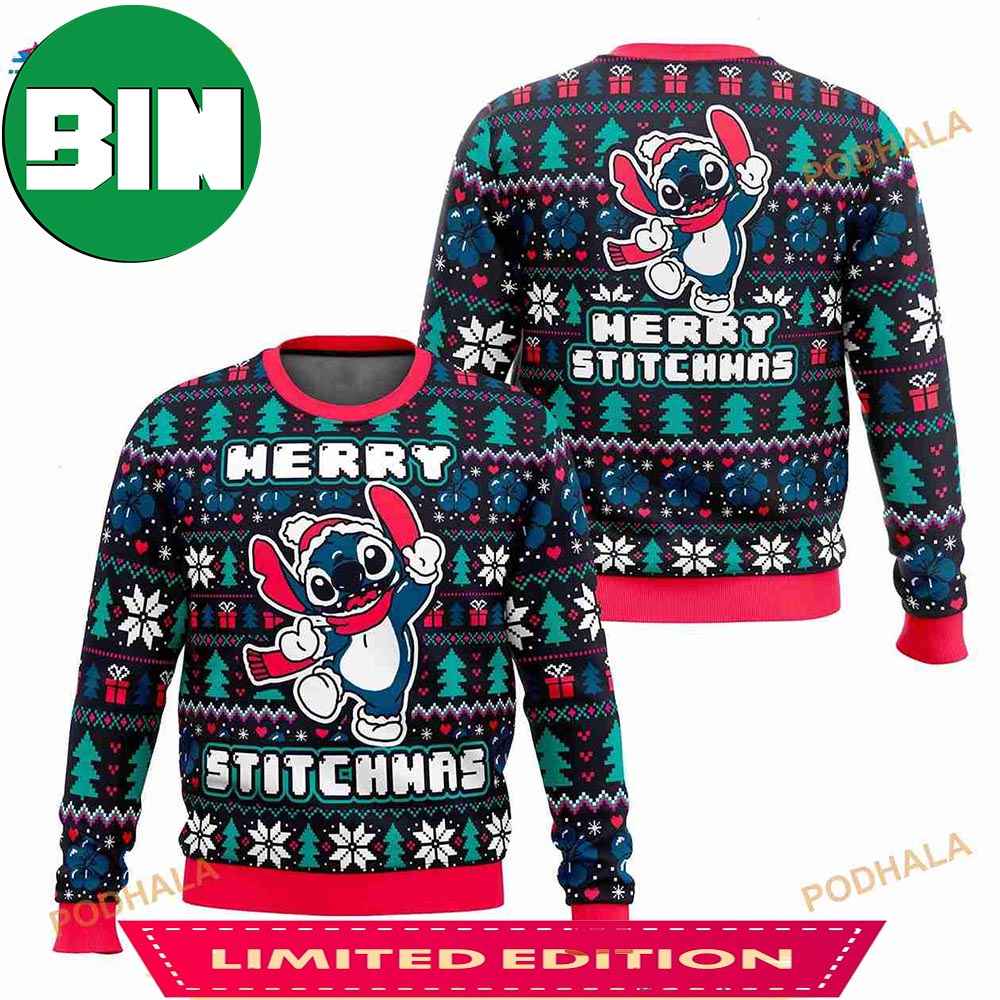 Stitch Merry Stitchmas 2023 Ugly Christmas Sweater For Women Me
