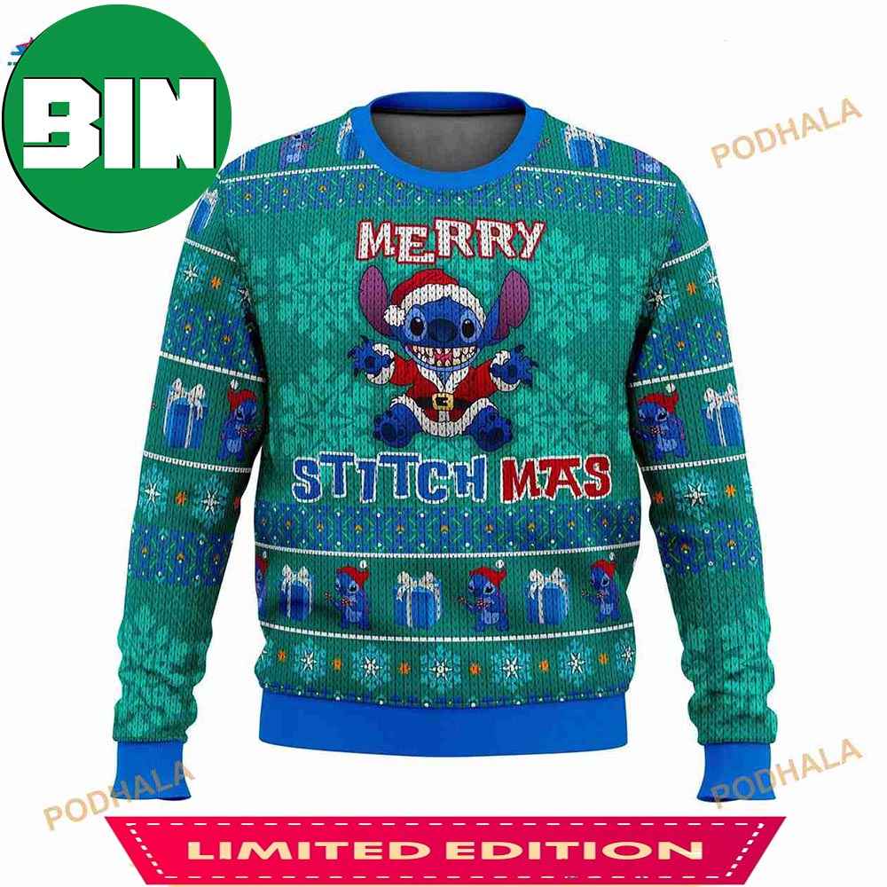 Stitch Merry Stitchmas 3D Ugly Christmas Sweater